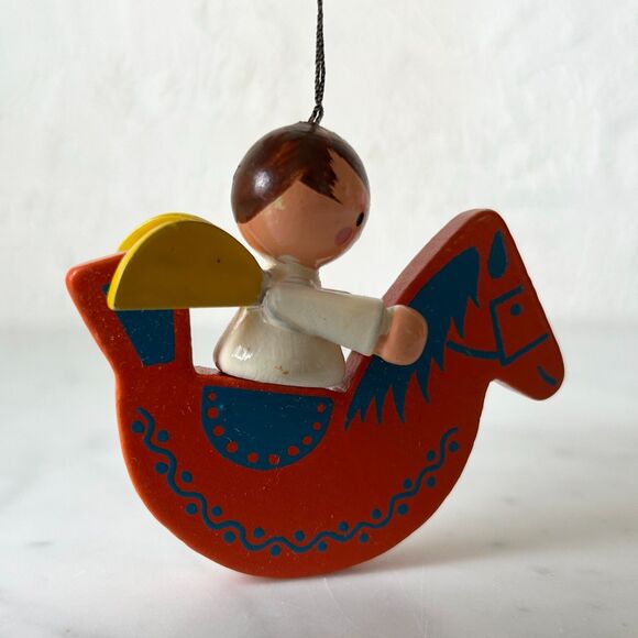 Vintage Steinbach Angel Rocking Horse Wooden Christmas Ornament Made in Germany - Picture 4 of 8